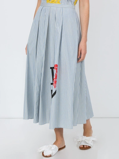 Shop Rosieassoulin Striped Flared Midi Skirt