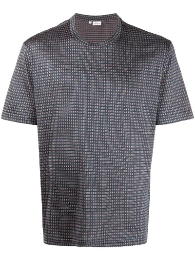 Shop Brioni Jacquard-knit T-shirt In Blue