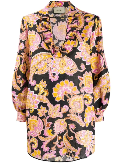 Shop Gucci Paisley Print Loose Blouse In Pink