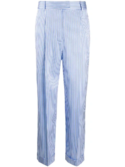 Shop Ermanno Scervino Pinstripe Straight Leg Trousers In Blue