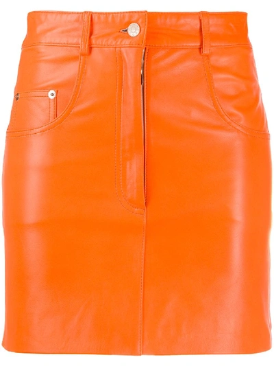Shop Manokhi High-waist Leather Skirt In Orange