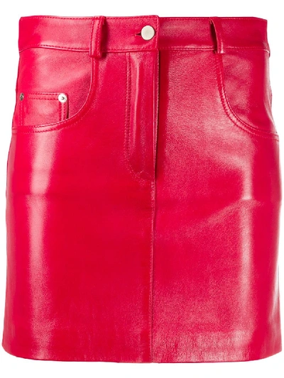 Shop Manokhi High-waist Leather Skirt In Red