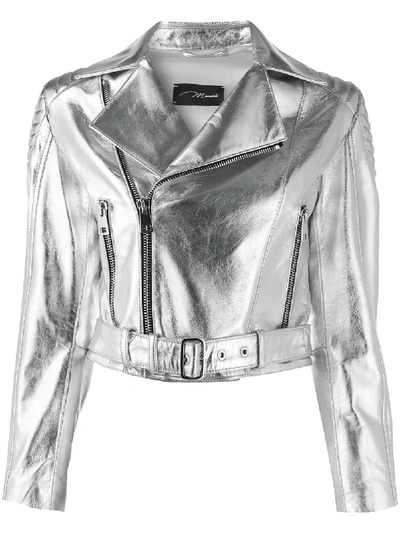 Shop Manokhi Metallic Biker Jacket In Silver