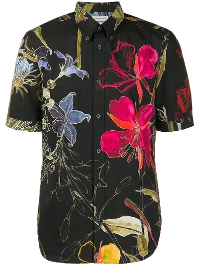 Shop Alexander Mcqueen Floral Print Shirt In Black