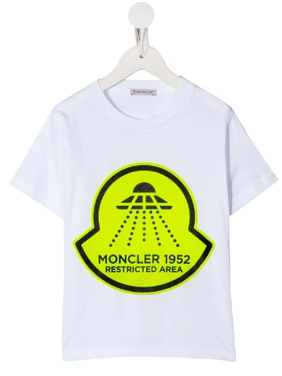 Shop Moncler Contrast Logo T-shirt In White