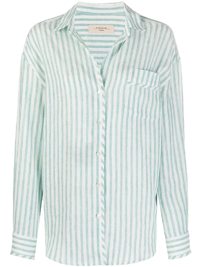 Shop Weekend Max Mara Striped-print Long-sleeved Shirt In Green