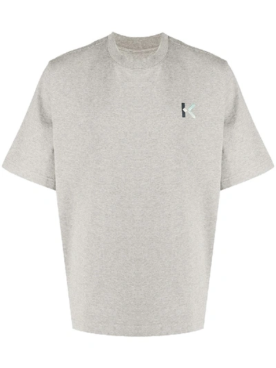 Shop Kenzo Embroidered-logo T-shirt In Grey