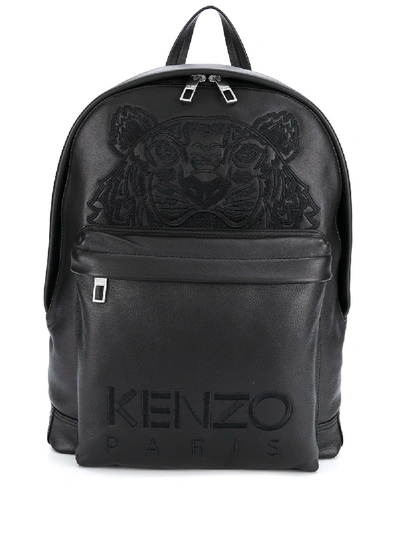 Shop Kenzo Logo-embroidered Backpack In Black
