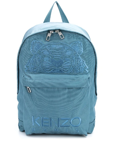 Shop Kenzo Logo-embroidered Backpack In Blue