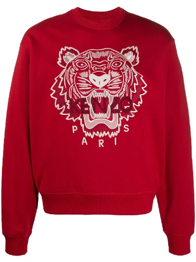 Shop Kenzo Logo-embroidered Sweatshirt In Red