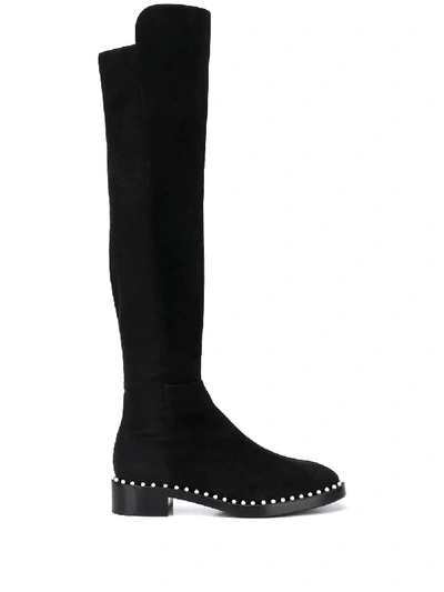 Shop Stuart Weitzman Stud Trim Knee Length Boots In Black