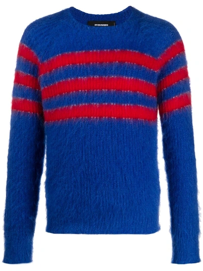 Shop Dsquared2 Striped Knitted Jumper In Blue