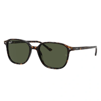 Shop Ray Ban Leonard Sunglasses Tortoise Frame Green Lenses 51-18 In Multi