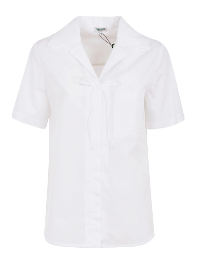 Shop Kenzo Hawaiian Knot Detail Shirt In Bianco