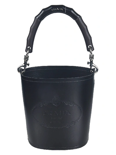 Shop Prada Logo Bucket Bag In Nero