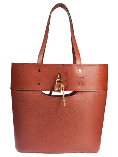 Shop Chloé Hanging Clutch Detail Tote In Moro