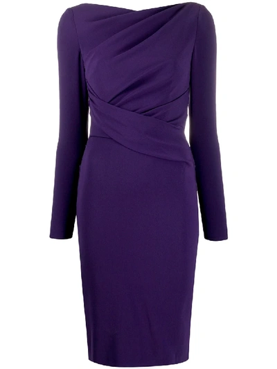 Shop Talbot Runhof Draped Evening Dress In Purple