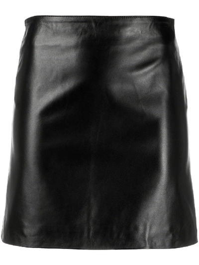Shop Manokhi Short Leather Skirt In Black