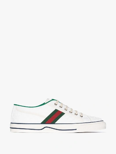 Shop Gucci White Tennis 1977 Canvas Sneakers