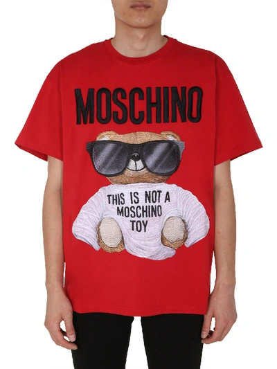 Shop Moschino Round Neck T-shirt In Red