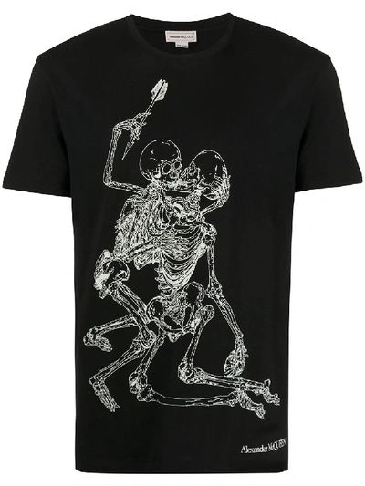 Shop Alexander Mcqueen Skeleton Lovers Print T-shirt In Black