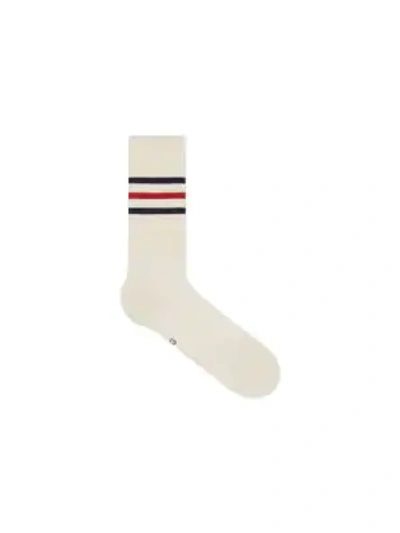 Shop Gucci Striped Socks In Ivory Blue