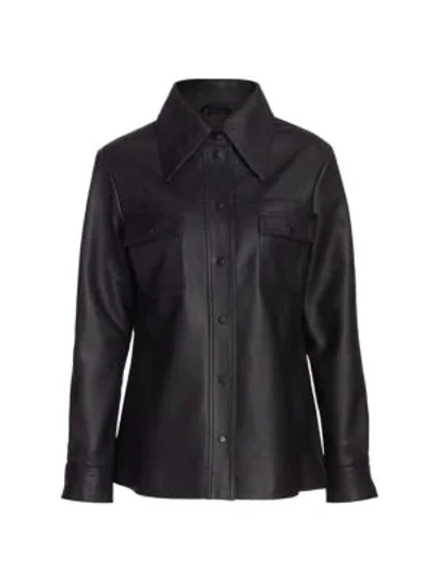 Shop Remain Birger Christensen Rosalee Leather Shirt In Black