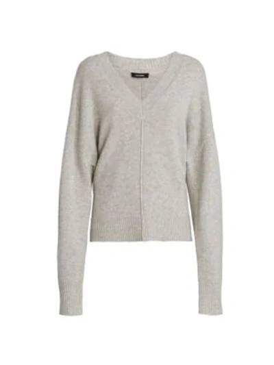 Shop Isabel Marant Amy V-neck Stretch-cashmere Knit Sweater In Grey