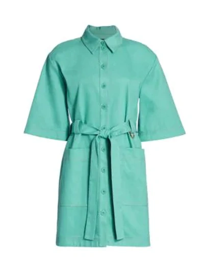 Shop Stine Goya Carli Utility Shirt Dress In Aqua