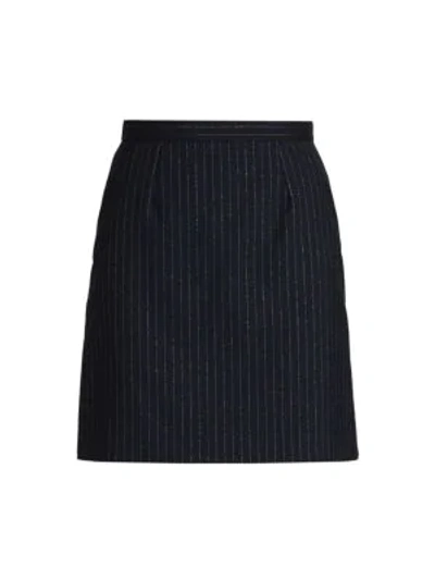 Shop Alexander Mcqueen Metallic Pinstripe Mini Skirt In Black Silver