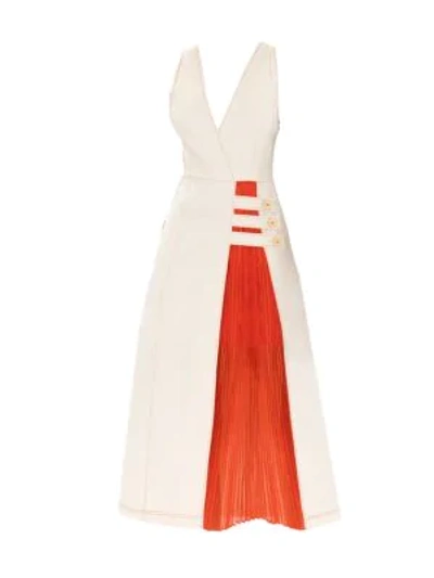 Shop Alexis Ilan Mixed-media Midi Dress In Ivory