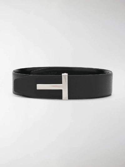 Shop Tom Ford T Clasp Belt In Black