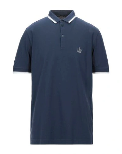 Shop Dolce & Gabbana Man Polo Shirt Slate Blue Size 34 Cotton