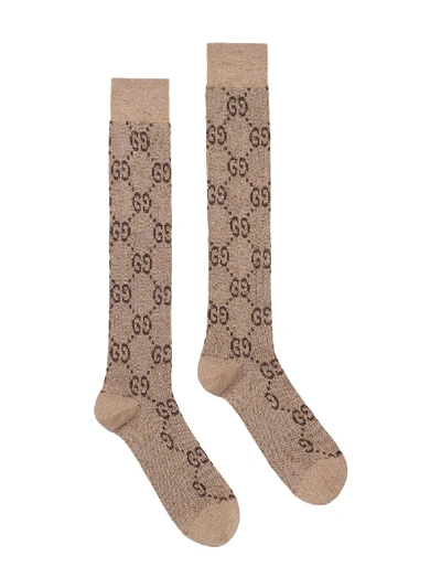 Shop Gucci Gg Cotton Socks In Beige