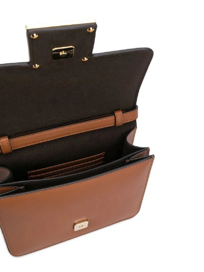 Shop Fendi Fab Leather Crossbody Bag In Brown
