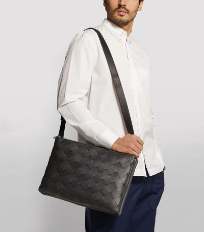 Shop Bottega Veneta Large Leather Intrecciato Triple Messenger Bag