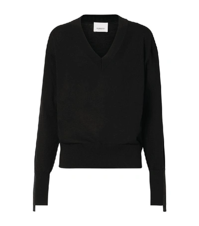Shop Burberry Wool-silk Embroidered V-neck Sweater