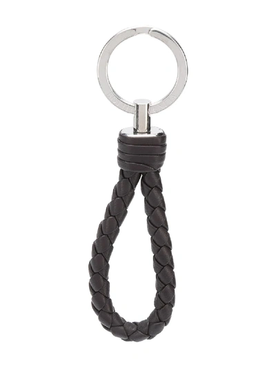 Bottega Veneta Intrecciato Weave Loop Keyring In Brown