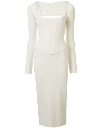 Shop Dion Lee Pointelle Corset Dress In White
