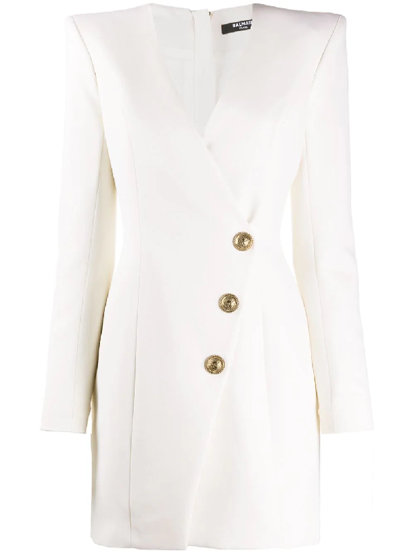 balmain one shoulder blazer dress