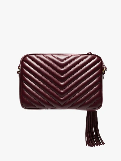 Shop Saint Laurent Red Lou Quilted Leather Camera Bag