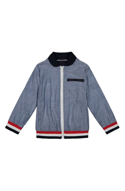 Shop Andy & Evan Reversible Cotton Bomber Jacket In Bla-chambray