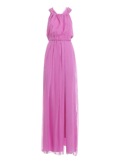 Shop Dondup Silk Chiffon Maxi Dress In Pink