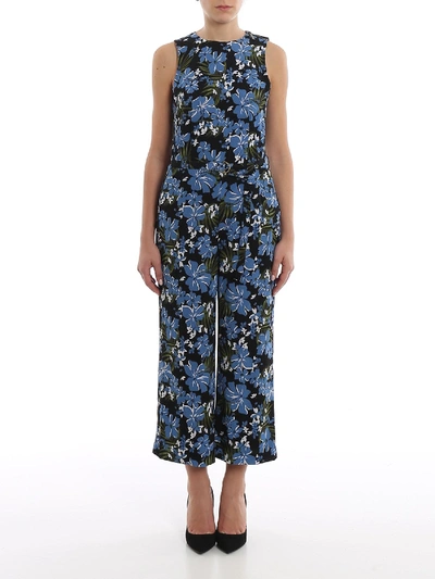 Shop Michael Kors Floral Printed Crepe Sleeveless Jumpsuit In Multi