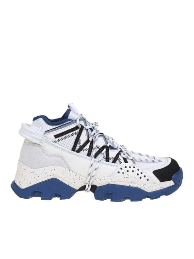 Shop Kenzo Inka Blue Mesh And Leather Sneakers