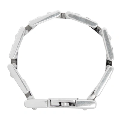 Shop Saint Laurent Silver Textured Link Bracelet In 8142 Silver