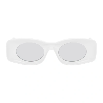 Shop Loewe White And Grey Paulas Ibiza Square Sunglasses In 21c White