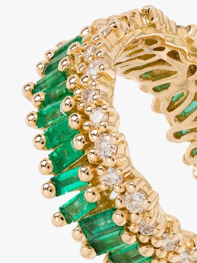 Shop Suzanne Kalan 18k Yellow Gold Emerald And Diamond Eternity Ring In Green