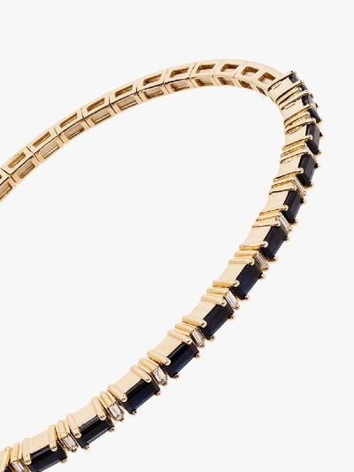 Suzanne Kalan 18k Yellow Gold Fireworks Sapphire Horizontal Diamond Bracelet In Yellow Gold/blue