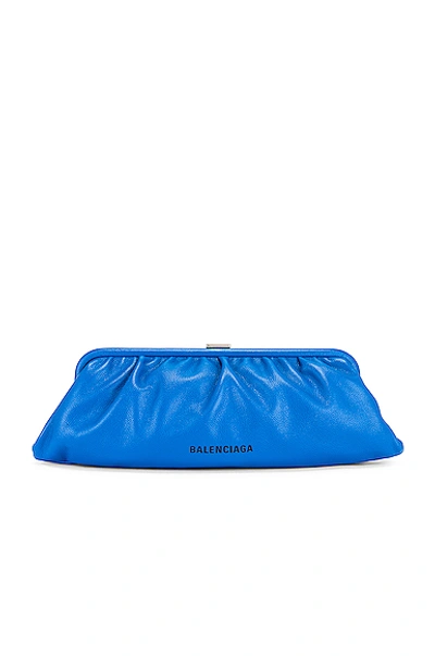 Shop Balenciaga Xl Cloud Clutch With Strap In Screen Blue